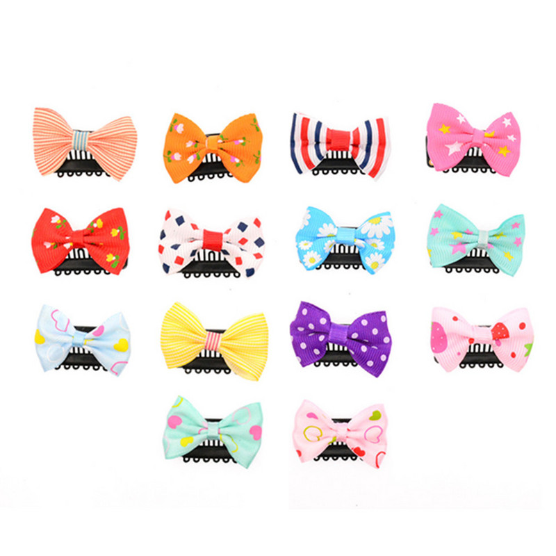 10 bucăți/lot agrafe de păr cu fundă mică cu imprimare cu puncte solide Agrafe de păr pentru copii Accesorii de păr PC001