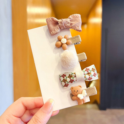 5/10 kom./Set Dječje djevojčice slatkih boja Ukrasi za kosu s kuglicama iz crtanog filma Cvjetne kopče za kosu Dječje slatke ukosnice Dječji dodaci za kosu