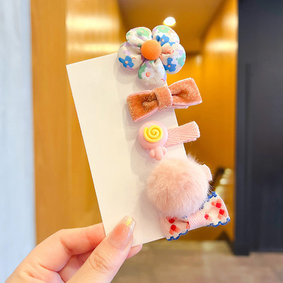 5/10 kom./Set Dječje djevojčice slatkih boja Ukrasi za kosu s kuglicama iz crtanog filma Cvjetne kopče za kosu Dječje slatke ukosnice Dječji dodaci za kosu