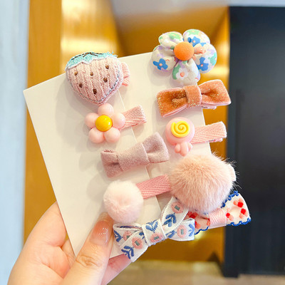 5/10 kom./Set Dječje djevojčice slatkih boja Ukrasi za kosu s kuglicama iz crtanog filma Cvjetne kopče za kosu Dječje slatke ukosnice Dječji dodaci za kosu