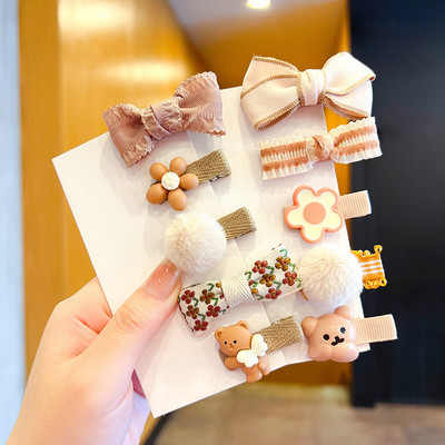 5/10 kom./Set Dječje djevojčice slatkih boja Ukrasi za kosu s kuglicama iz crtanog filma Cvjetne kopče za kosu Dječje slatke ukosnice Dječji dodaci za kosu