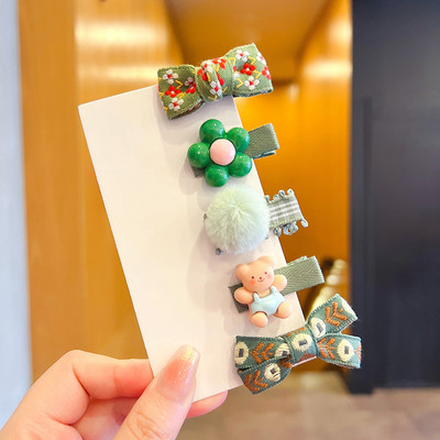 5/10 kom./Set Dječje djevojčice slatkih boja Ukrasi za kosu s kuglicama iz crtanog filma Cvjetne kopče za kosu Dječje slatke ukosnice Dječji dodaci za kosu