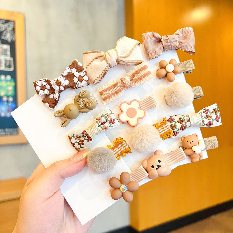 5/10 kom./Set Dječje djevojčice slatkih boja Ukrasi za kosu s kuglicama iz crtanog filma Cvjetne kopče za kosu Dječje slatke ukosnice Dječji dodaci za kosu