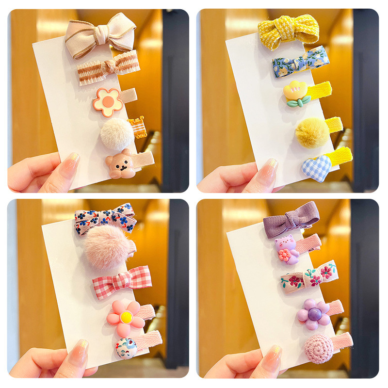 5/10 kom./Set Dječje djevojčice slatkih boja Ukrasi za kosu s kuglicama iz crtanog filma Cvjetne kopče za kosu Dječje slatke ukosnice Dječji dodaci za kosu