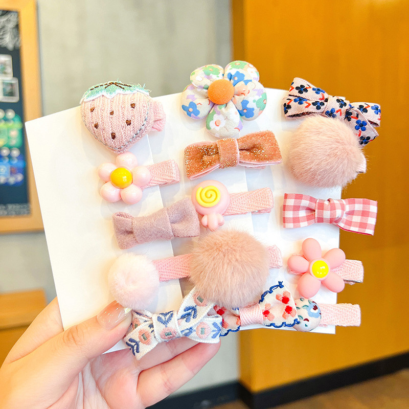 5/10 kom./Set Dječje djevojčice slatkih boja Ukrasi za kosu s kuglicama iz crtanog filma Cvjetne kopče za kosu Dječje slatke ukosnice Dječji dodaci za kosu