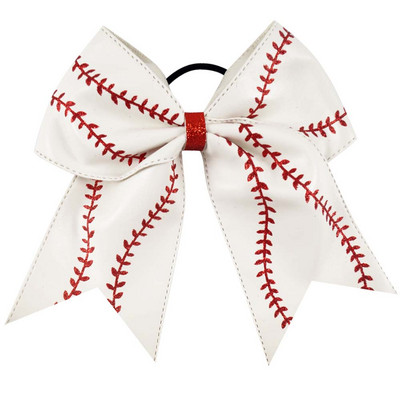 Fundita de baseball din piele de 7" pentru fetiță, copil, lucrată manual, cu sclipici, softball, majorete, cu suport pentru coadă de cal, accesorii pentru păr