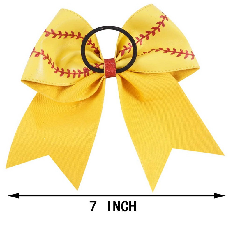 Fundita de baseball din piele de 7" pentru fetiță, copil, lucrată manual, cu sclipici, softball, majorete, cu suport pentru coadă de cal, accesorii pentru păr