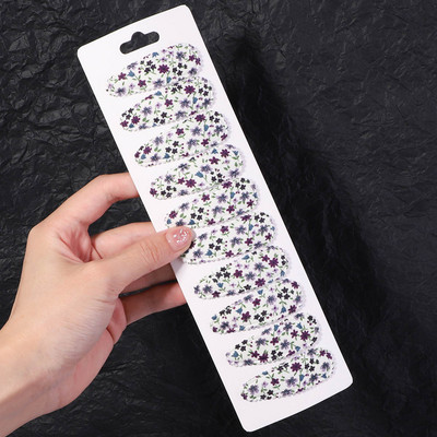 10gab/komplekts ar saldiem ziediem apdrukātas matu sprādzes bērniem, meitenēm, meiteņu formas BB skavas, ar rokām darinātas stiebru galvassegas, matu aksesuāri