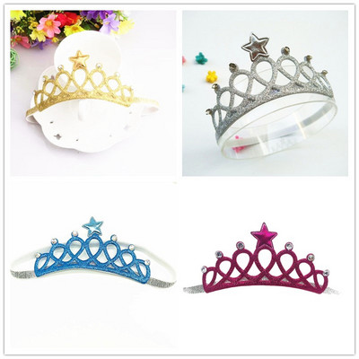 4Pcs/Lot Dječji dodaci za kosu 3D Diamond Crystal Traka za glavu Mala kruna s pet zvjezdica Traka za kosu Djevojačko pokrivalo za glavu Slatka nova pokrivala