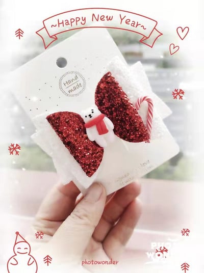 Thumblina 3,5 ιντσών Χριστουγεννιάτικα αξεσουάρ μαλλιών για κορίτσια Χαριτωμένοι χριστουγεννιάτικες φιόγκοι για τα μαλλιά Γιορτινό πάρτι Hairgrips για παιδιά Barrettes