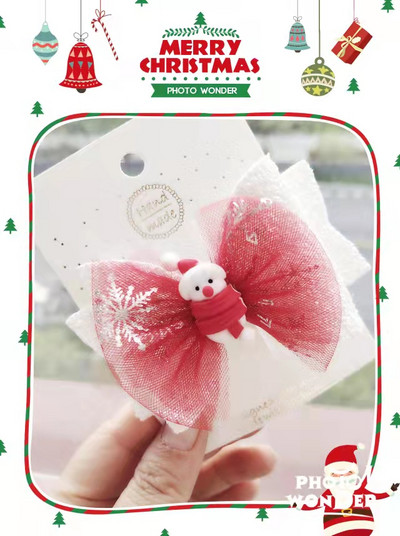 Thumblina 3,5 ιντσών Χριστουγεννιάτικα αξεσουάρ μαλλιών για κορίτσια Χαριτωμένοι χριστουγεννιάτικες φιόγκοι για τα μαλλιά Γιορτινό πάρτι Hairgrips για παιδιά Barrettes