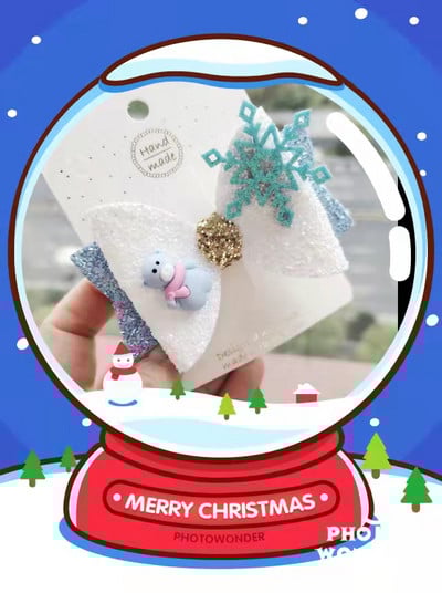 Thumblina 3,5 ιντσών Χριστουγεννιάτικα αξεσουάρ μαλλιών για κορίτσια Χαριτωμένοι χριστουγεννιάτικες φιόγκοι για τα μαλλιά Γιορτινό πάρτι Hairgrips για παιδιά Barrettes