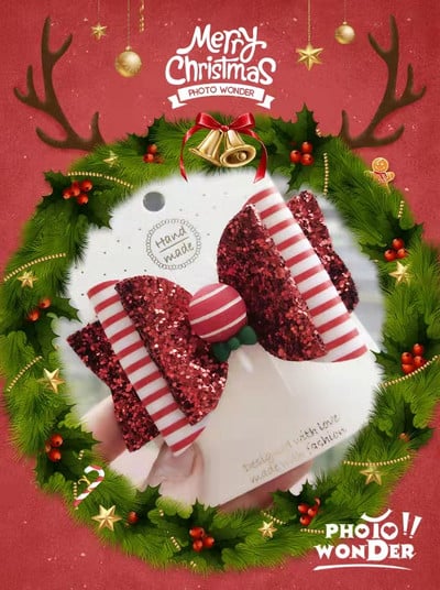 Thumblina 3,5 ιντσών Χριστουγεννιάτικα αξεσουάρ μαλλιών για κορίτσια Χαριτωμένοι χριστουγεννιάτικες φιόγκοι για τα μαλλιά Γιορτινό πάρτι Hairgrips για παιδιά Barrettes