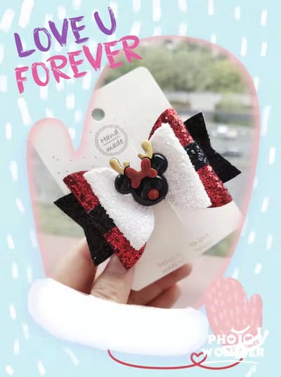 Thumblina 3,5 ιντσών Χριστουγεννιάτικα αξεσουάρ μαλλιών για κορίτσια Χαριτωμένοι χριστουγεννιάτικες φιόγκοι για τα μαλλιά Γιορτινό πάρτι Hairgrips για παιδιά Barrettes