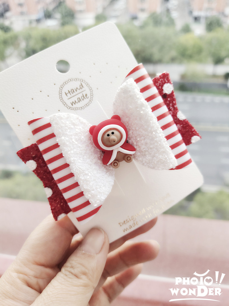 Thumblina 3,5 ιντσών Χριστουγεννιάτικα αξεσουάρ μαλλιών για κορίτσια Χαριτωμένοι χριστουγεννιάτικες φιόγκοι για τα μαλλιά Γιορτινό πάρτι Hairgrips για παιδιά Barrettes