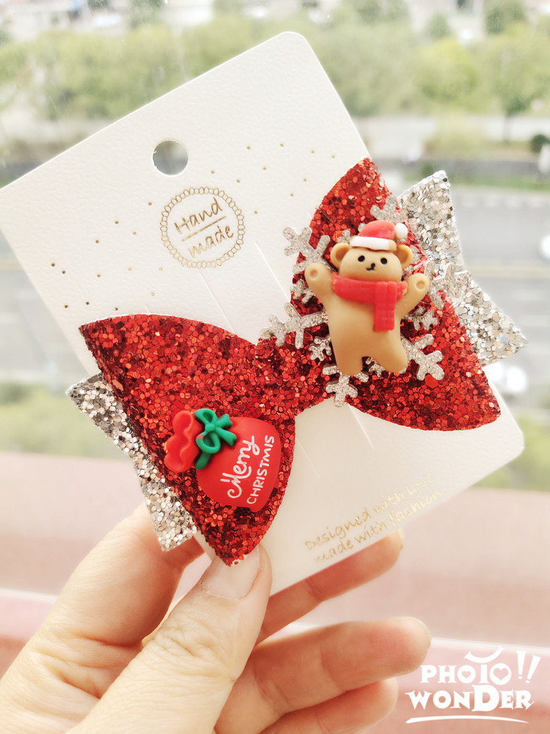 Thumblina 3,5 ιντσών Χριστουγεννιάτικα αξεσουάρ μαλλιών για κορίτσια Χαριτωμένοι χριστουγεννιάτικες φιόγκοι για τα μαλλιά Γιορτινό πάρτι Hairgrips για παιδιά Barrettes