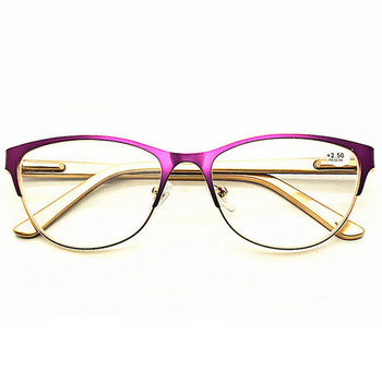 Γυναικεία γυαλιά ανάγνωσης Μπλε Νέος φακός HD Μόδα Μωβ κράμα μεταλλικοί μεντεσέδες με ελατήρια Πλαίσιο Γυαλιά ανάγνωσης 1.0-3.5 R254