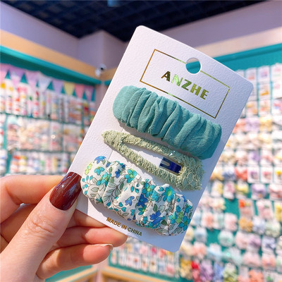 3 buc. Noua fetiță coreeană dulce, prințesă, pliată, colorată, agrafe de păr, accesorii pentru păr, țesătură florală, pentru copii, la modă