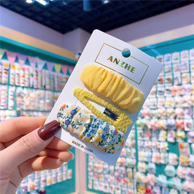 3 buc. Noua fetiță coreeană dulce, prințesă, pliată, colorată, agrafe de păr, accesorii pentru păr, țesătură florală, pentru copii, la modă