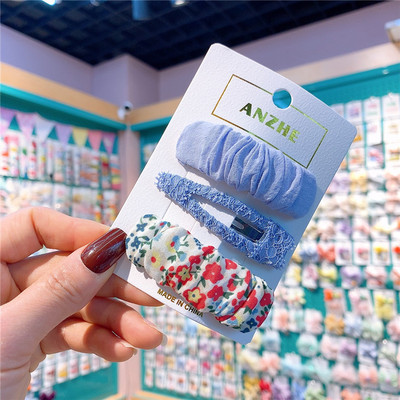 3 buc. Noua fetiță coreeană dulce, prințesă, pliată, colorată, agrafe de păr, accesorii pentru păr, țesătură florală, pentru copii, la modă
