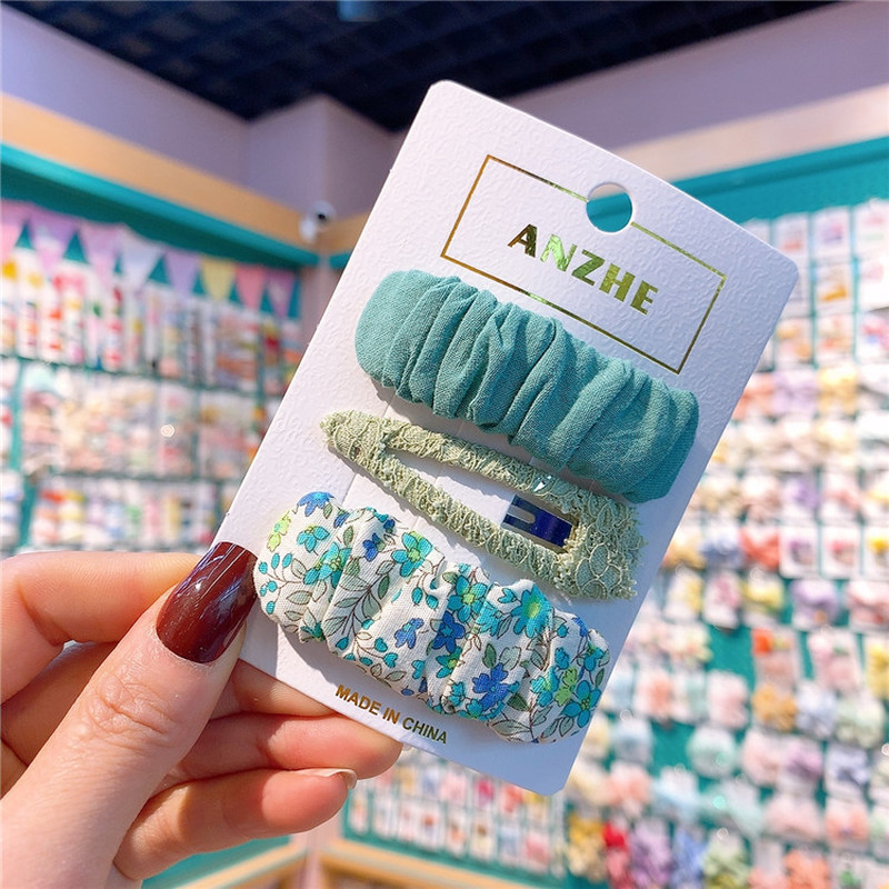 3 buc. Noua fetiță coreeană dulce, prințesă, pliată, colorată, agrafe de păr, accesorii pentru păr, țesătură florală, pentru copii, la modă