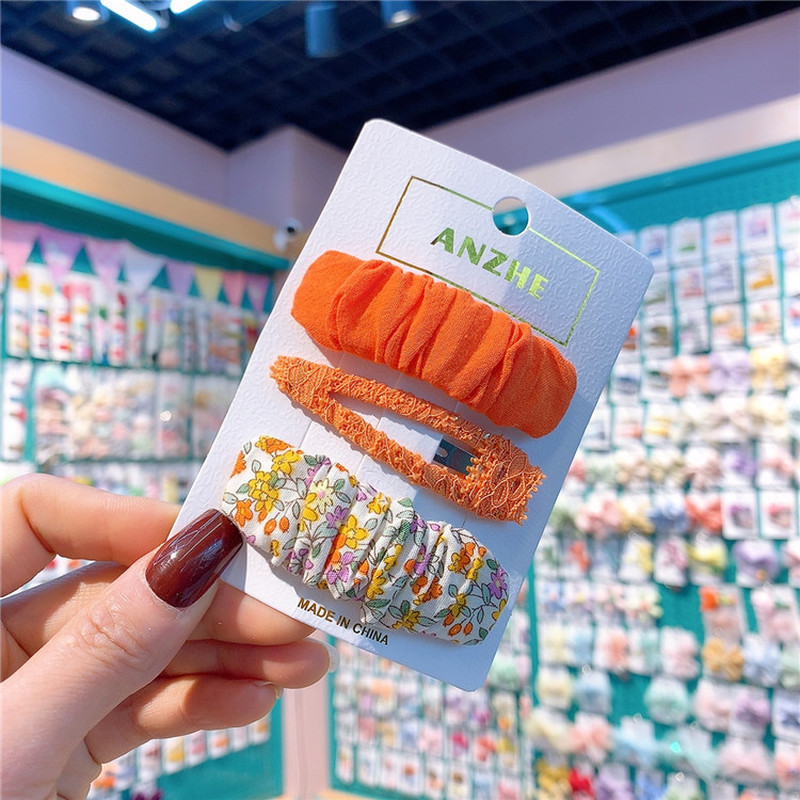 3 buc. Noua fetiță coreeană dulce, prințesă, pliată, colorată, agrafe de păr, accesorii pentru păr, țesătură florală, pentru copii, la modă