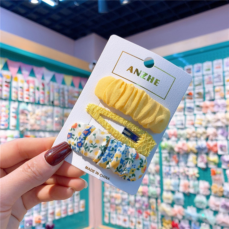 3 buc. Noua fetiță coreeană dulce, prințesă, pliată, colorată, agrafe de păr, accesorii pentru păr, țesătură florală, pentru copii, la modă