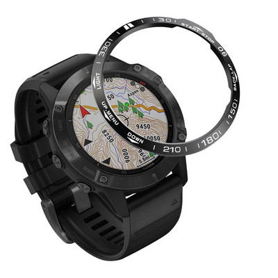 Inele cu ramă din oțel inoxidabil, unități de timp sculptate, adeziv, husă anti-zgârieturi, pentru protecția cadrului Garmin Fenix 5 6 6X Pro