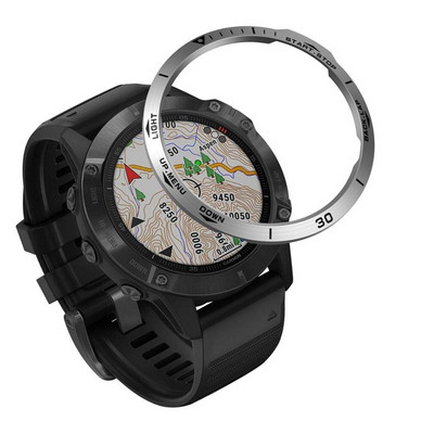 Inele cu ramă din oțel inoxidabil, unități de timp sculptate, adeziv, husă anti-zgârieturi, pentru protecția cadrului Garmin Fenix 5 6 6X Pro