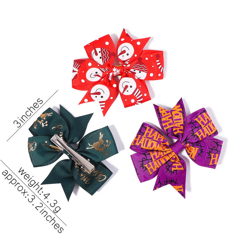 10 bucăți/set de decorațiuni de Crăciun funde agrafe de păr pentru copii, fete, moș Crăciun, agrafe cu papillon, accesorii pentru păr pentru bebeluși