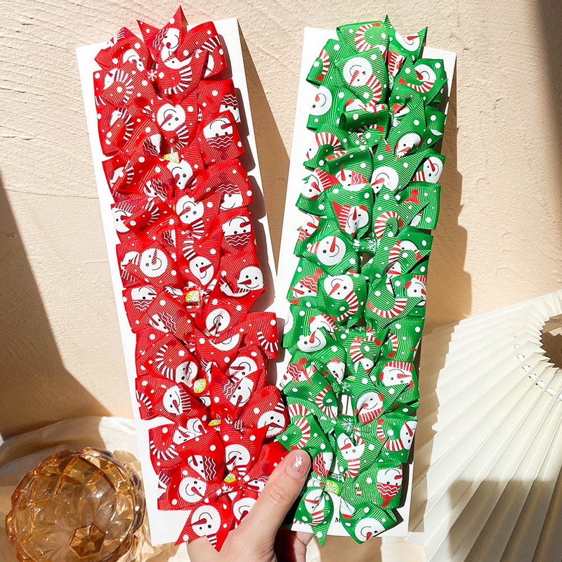 10 bucăți/set de decorațiuni de Crăciun funde agrafe de păr pentru copii, fete, moș Crăciun, agrafe cu papillon, accesorii pentru păr pentru bebeluși