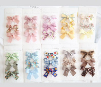 6 buc/set 2021 pentru copii, culori drăguțe, fundă în carouri, ornament de flori, agrafe de păr pentru fetițe, agrafe dulci, dulci, accesorii de păr pentru copii