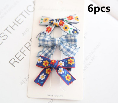 6 buc/set 2021 pentru copii, culori drăguțe, fundă în carouri, ornament de flori, agrafe de păr pentru fetițe, agrafe dulci, dulci, accesorii de păr pentru copii