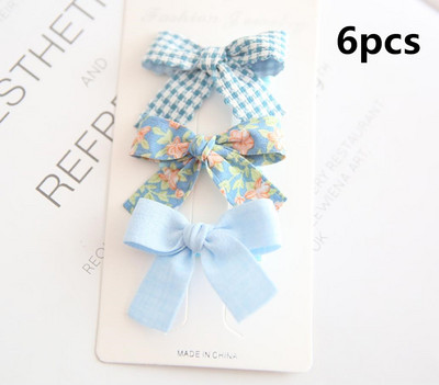 6 buc/set 2021 pentru copii, culori drăguțe, fundă în carouri, ornament de flori, agrafe de păr pentru fetițe, agrafe dulci, dulci, accesorii de păr pentru copii
