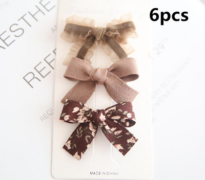 6 buc/set 2021 pentru copii, culori drăguțe, fundă în carouri, ornament de flori, agrafe de păr pentru fetițe, agrafe dulci, dulci, accesorii de păr pentru copii