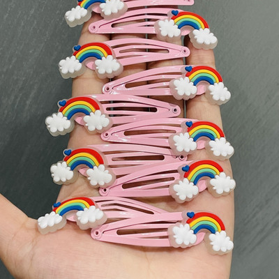 10 ΤΕΜ/Σετ για κορίτσια Φωτεινά Κλιπ μαλλιών με ουράνιο τόξο κινουμένων σχεδίων Παιδικές υπέροχες φουρκέτες Headband Barrettes Μόδα αξεσουάρ μαλλιών Δώρο για πάρτι