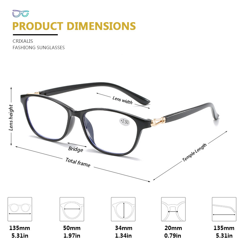 CRIXALIS mood lugemisprillid naiste sinised heledad prillid naistele presbüoopia prillid naistele hüperoopiaprillid +1,5 2,0 2,5 3,0