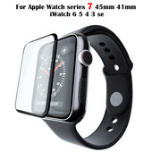 Minkštas stiklas skirtas Apple Watch serijai 7 45mm 41mm iWatch 6 5 4 3 se 44mm 40mm 42mm 38mm 9D HD Full Film Apple watch ekrano apsauga