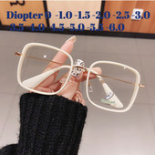 Naočale za kratkovidnost protiv plave svjetlosti Kvadratne naočale za kratkovidnost Vintage prozirne leće Naočale za blizinu Ženske dioptrije 0 do -6.0