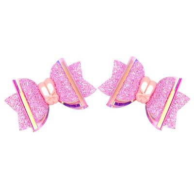 2Pcs/lot 3'' PINK svjetlucave mašne kopče za djevojčice Back to School dodaci za kosu Dance Party mašne Ukosnice za kosu za djecu