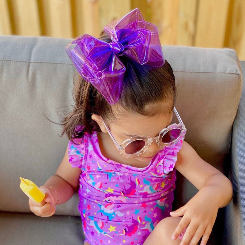 ncmama 5-tolline veekindel juuksekaaker lastele suvine želee juukseklambrid ujumisbasseini juuksepaelad, läikivad kaared, sõlmitud juuksekaare juuste aksessuaar