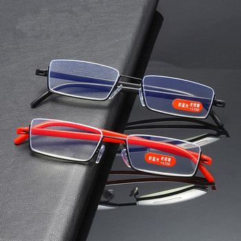 TR90 Очила за четене с половин рамка Класически жени Мъжки очила за пресбиопия Анти-синята светлина блокиращи очила Диоптър +1,0 ДО +4,0