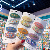 2 bucăți țesătură florală țesătură ovală BB pentru copii, drăguț și simplu, broderie cu flori, agrafe de păr pentru copii, 2 buc.