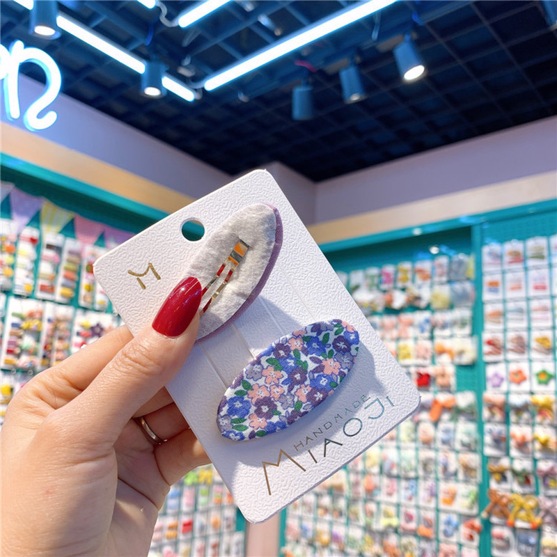 2 bucăți țesătură florală țesătură ovală BB pentru copii, drăguț și simplu, broderie cu flori, agrafe de păr pentru copii, 2 buc.