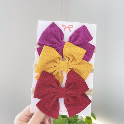 3 bucăți/set bentiță pentru bebeluși cu fundă drăguță de culoare solidă pentru fetițe bentite elastice cu fundiță benzi pentru păr nou-născut turban accesorii pentru păr pentru copii