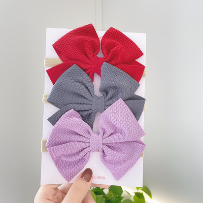 3 bucăți/set bentiță pentru bebeluși cu fundă drăguță de culoare solidă pentru fetițe bentite elastice cu fundiță benzi pentru păr nou-născut turban accesorii pentru păr pentru copii