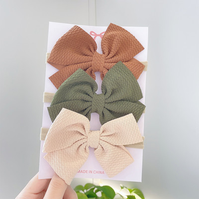 3 bucăți/set bentiță pentru bebeluși cu fundă drăguță de culoare solidă pentru fetițe bentite elastice cu fundiță benzi pentru păr nou-născut turban accesorii pentru păr pentru copii