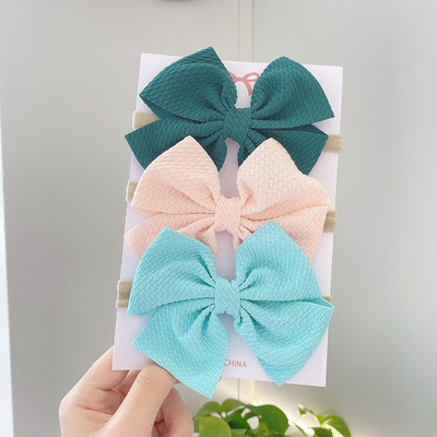 3 bucăți/set bentiță pentru bebeluși cu fundă drăguță de culoare solidă pentru fetițe bentite elastice cu fundiță benzi pentru păr nou-născut turban accesorii pentru păr pentru copii