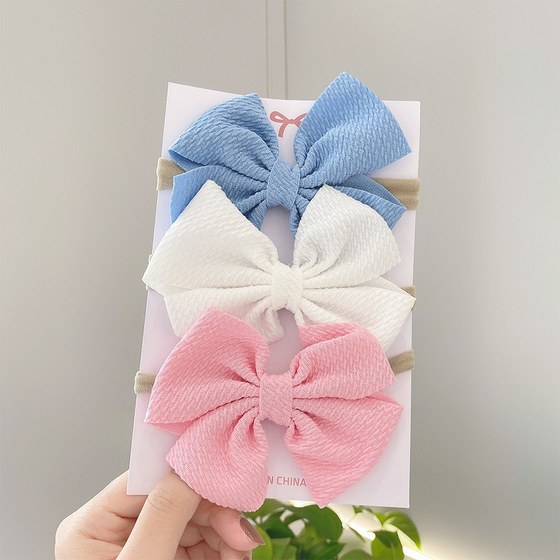 3 bucăți/set bentiță pentru bebeluși cu fundă drăguță de culoare solidă pentru fetițe bentite elastice cu fundiță benzi pentru păr nou-născut turban accesorii pentru păr pentru copii