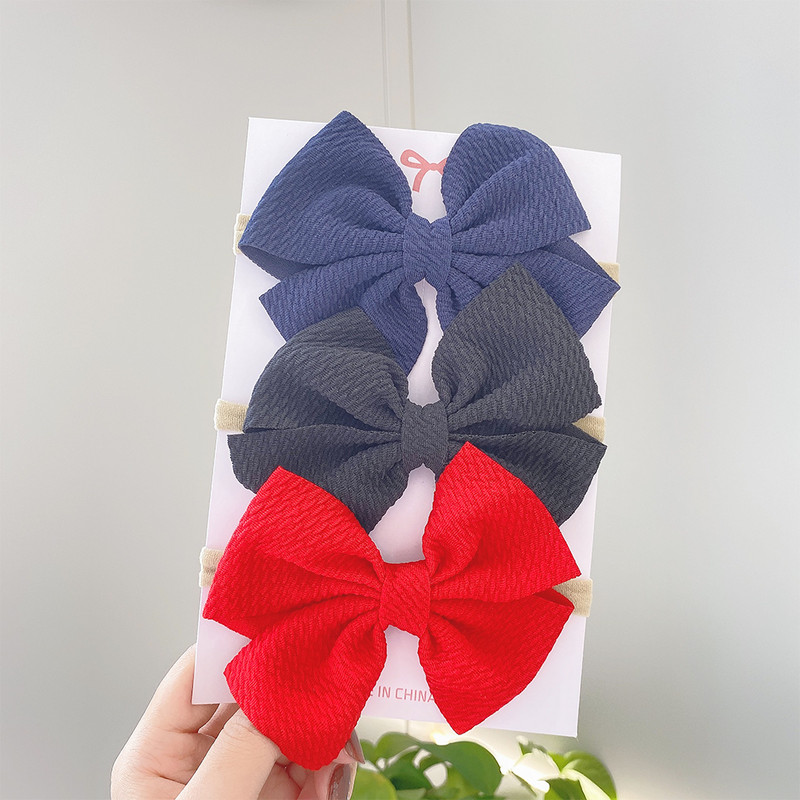 3 bucăți/set bentiță pentru bebeluși cu fundă drăguță de culoare solidă pentru fetițe bentite elastice cu fundiță benzi pentru păr nou-născut turban accesorii pentru păr pentru copii